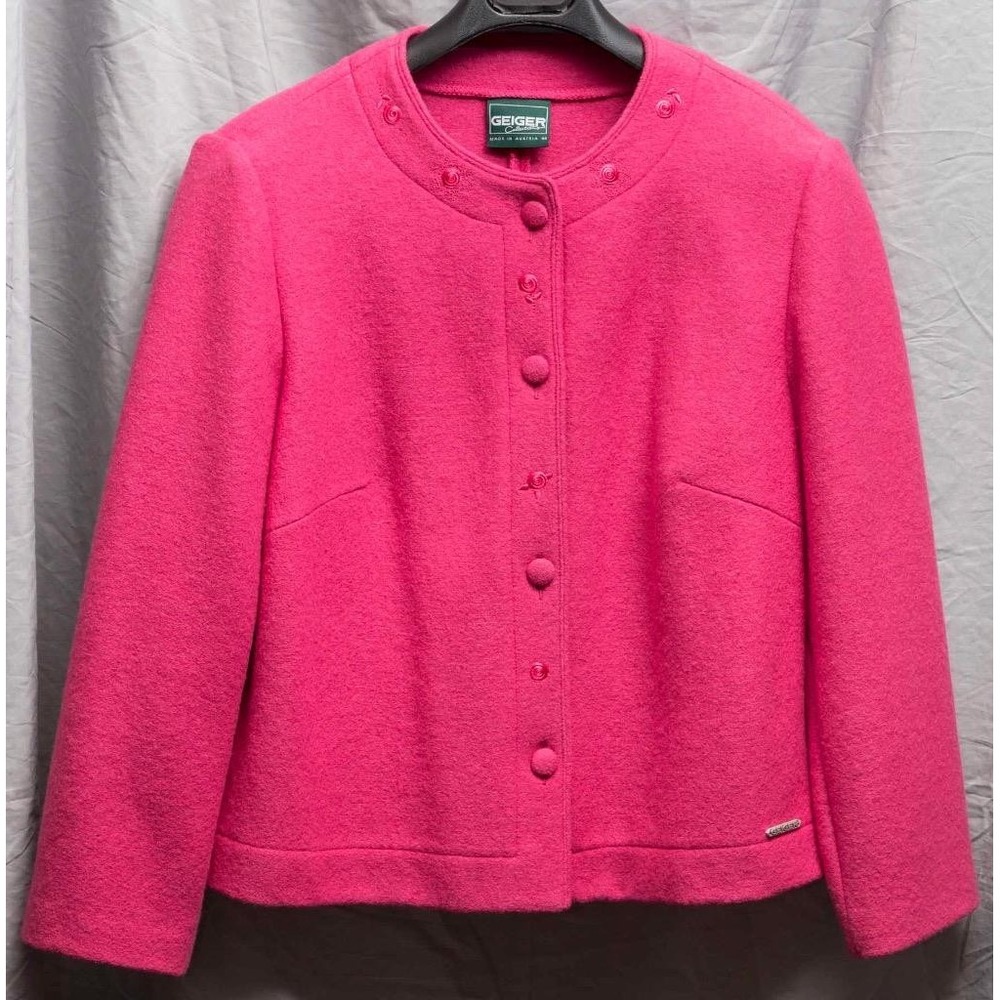 Geiger Womens Pink Boiled New Wool Blazer Jacket Made in Austria Size M